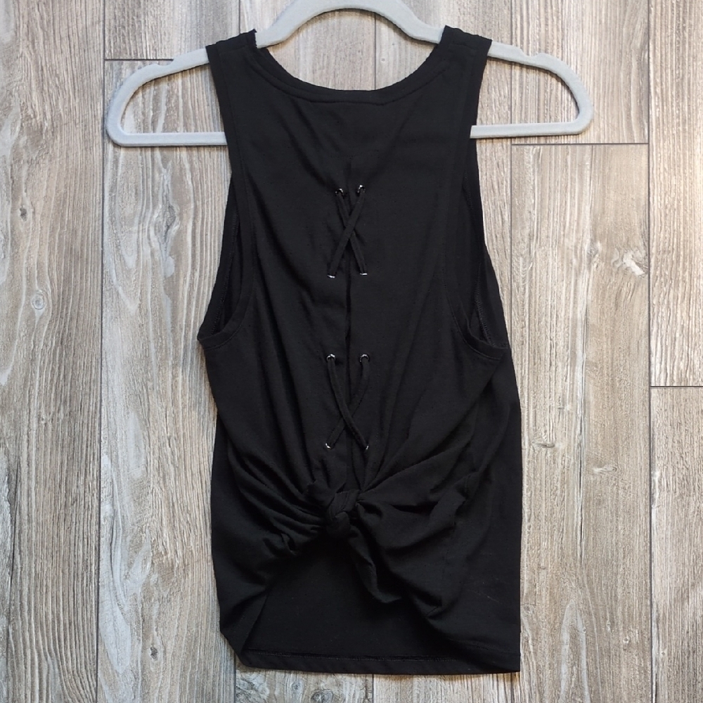 Victoria Sport Black Lace-Up Knot Back Tank Top